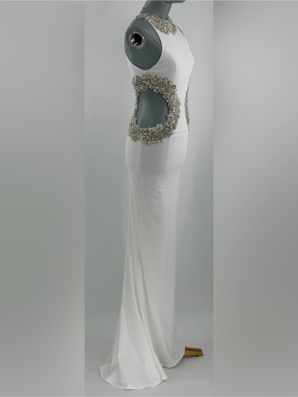 🆕 BRONX & BANCO 🧿 NWOT Camila Rhinestone Cut-Out Gown, White - Sz XS US 2 - Picture 11 of 16